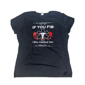Fruit of the Loom Womens 3XL Black If You Fib I Will Paddle Funny Nurse T Shirt